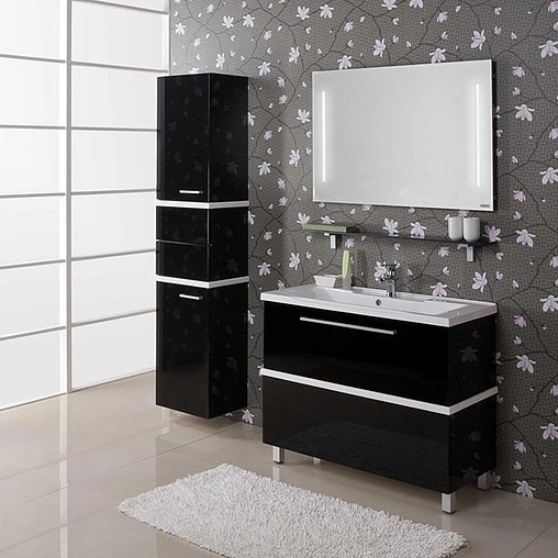 Шкаф-пенал подвесной Aquaton Турин 40 чёрный с белой панелью 1A118003TU950 Шкаф-пенал подвесной Aquaton Турин 40 чёрный с белой панелью 1A118003TU950