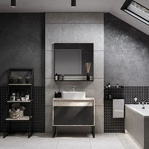 Тумба-умывальник подвесная Aquaton Лофт Урбан 80 графит/орегон 1A2476K4LQX60