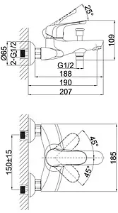 Смеситель для ванны D&K Bayern Wurzburg хром DA1113201, 2