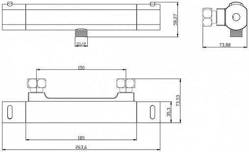 Термостат для душа Swedbe Mercury хром 9053