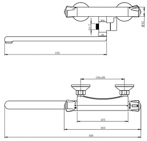 Термостат для ванны с длинным изливом Gross Aqua Thermofiх Basic хром 7980116C-35F, 2