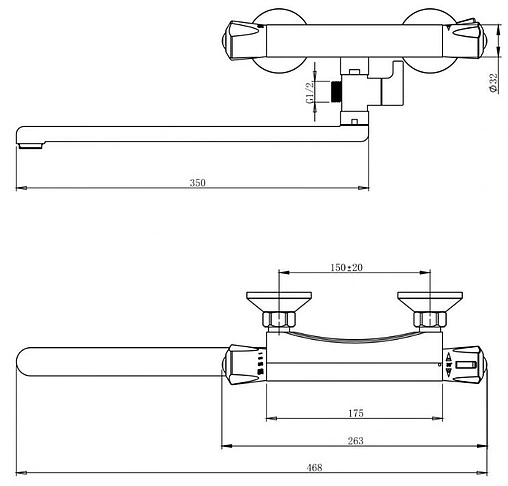 Термостат для ванны с длинным изливом Gross Aqua Thermofiх Basic хром 7980116C-35F