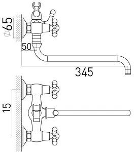 Смеситель для ванны с длинным изливом Gross Aqua Retro Bronze бронза/белый 7016012BRL-D06 Смеситель для ванны с длинным изливом Gross Aqua Retro Bronze бронза/белый 7016012BRL-D06, 2