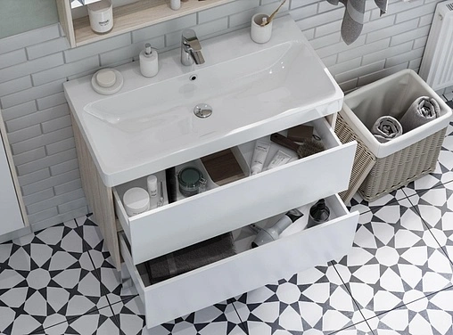 Тумба-умывальник Aquaton Сканди 90 белый/дуб верона 1A2519K0SDB20