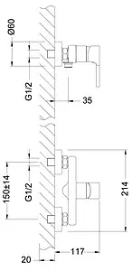 Смеситель для душа Lemark Aura хром/синий LM0603C, 2