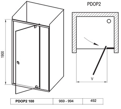 Дверь в нишу 1000мм прозрачное стекло Ravak Pivot PDOP2-100 03GA0C00Z1