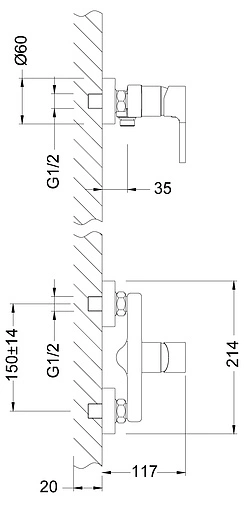Смеситель для душа Lemark Aura хром/синий LM0603C
