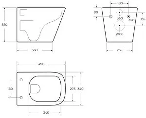 Унитаз подвесной безободковый BelBagno Ardente-R белый BB520CHR Унитаз подвесной безободковый BelBagno Ardente-R белый BB520CHR, 2
