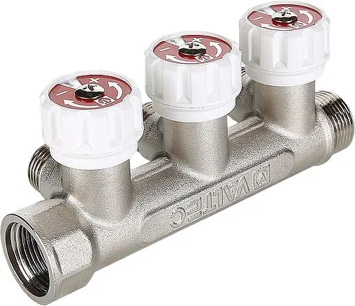 Коллектор регулирующий проходной 3 отвода ¾&quot;в/н x ½&quot;к Valtec VTc.570.N.0503