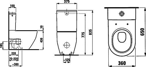 Унитаз-компакт Laufen Pro Rimless белый 8.2595.2.000.000.1+8.2995.0.000.278.1