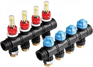 Коллектор пластиковый для поверхностного отопления 4 отвода 1&quot;нг x ¾&quot;ек TECEfloor SLQ 77390040, 1