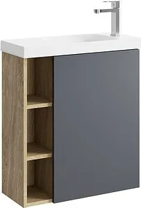 Тумба-умывальник подвесная Aqwella Alba 60 R серый матовый/дуб давос ALB0106RDD+ALB0706GRМ+CMPSL.06.04.D Тумба-умывальник подвесная Aqwella Alba 60 R серый матовый/дуб давос ALB0106RDD+ALB0706GRМ+CMPSL.06.04.D, 1
