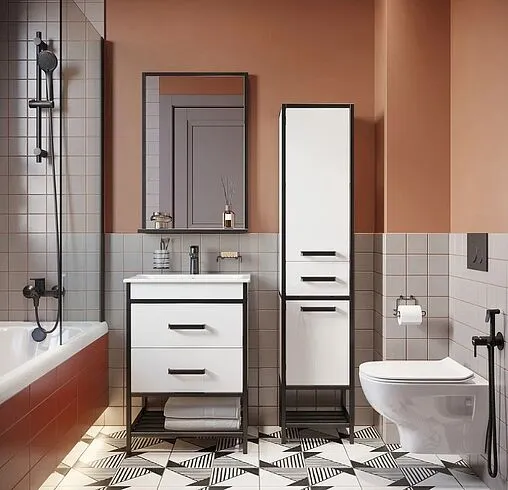 Комплект 6 в 1 Jacob Delafon Struktura 48 EDF103-00 с кнопкой E36496-00 белый глянцевый