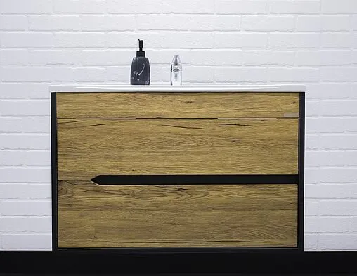Тумба под умывальник подвесная Домино Karat 80 дуб вотан/антрацит DK3202T