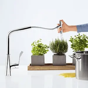 Смеситель для кухни с выдвижным изливом Hansgrohe Metris Select M71 320 1jet хром 14884000, 5