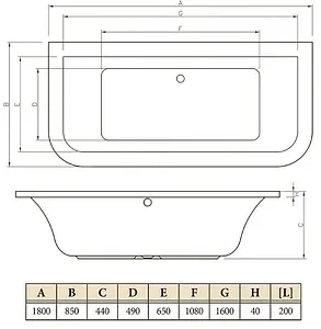 Ванна акриловая C-bath Fortuna 180x85 CBQ010002 Ванна акриловая C-bath Fortuna 180x85 CBQ010002, 2