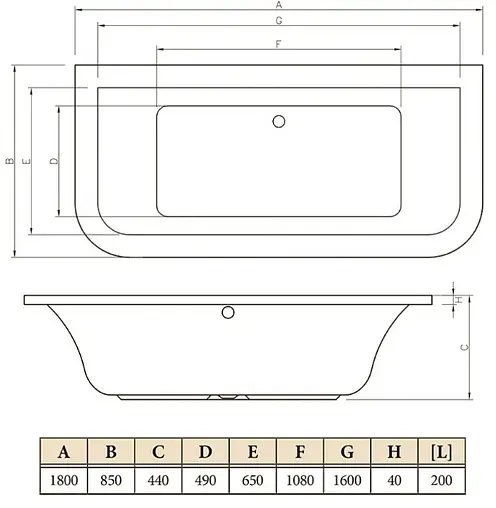 Ванна акриловая C-bath Fortuna 180x85 CBQ010002 Ванна акриловая C-bath Fortuna 180x85 CBQ010002