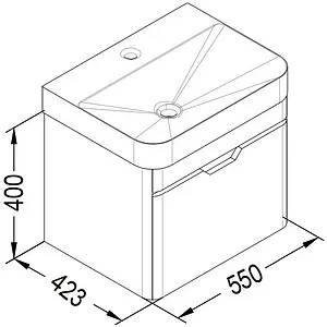 Тумба-умывальник подвесная ISVEA Fonte 57 серый 21SQS004058I+10SQ50057SV, 2