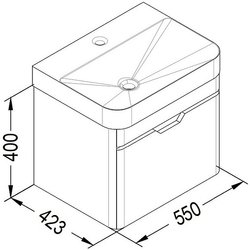 Тумба-умывальник подвесная ISVEA Fonte 57 серый 21SQS004058I+10SQ50057SV Тумба-умывальник подвесная ISVEA Fonte 57 серый 21SQS004058I+10SQ50057SV