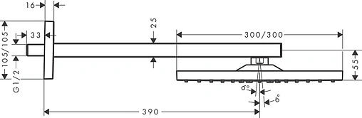 Лейка верхнего душа с настенным креплением Hansgrohe Raindance E 300 1jet хром 26238000