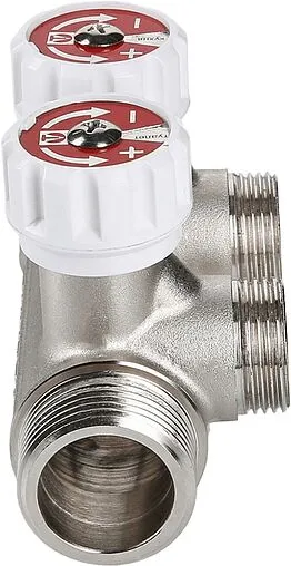 Коллектор регулирующий проходной 2 отвода 1&quot;в/н x ¾&quot;ек Valtec VTc.570.NE.0602