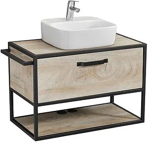 Тумба-умывальник подвесная Aquaton Лофт Фабрик 80 дуб эндгрейн 1A2424K2LTDU0, 1