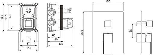 Смеситель для ванны скрытого монтажа Aquatek Либра хром AQ1647CR