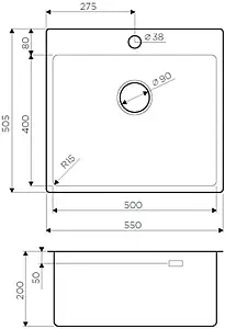 Мойка кухонная Omoikiri Amadare 55-IN нержавеющая сталь 4993718, 2
