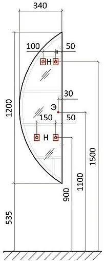 Зеркало с подсветкой и полками Jorno Solis new 34 белый/светлое дерево SolN.11.34/W/JR
