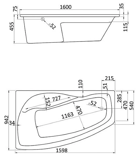Ванна акриловая Santek Майорка XL 160x95 L 1WH111991