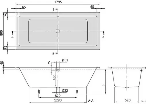Ванна акриловая Villeroy&Boch Targa Plus 180x80 альпийский белый UBA180NES2V01+U99740000