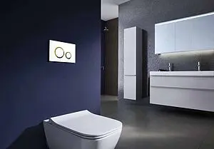 Клавиша смыва для унитаза Azario AZ-8200-0046 кнопки/белый глянцевый, кольца/золото, 3