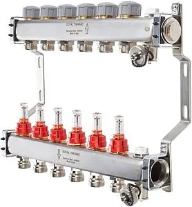 Группа коллекторная с расходомерами 11 отводов 1&quot;в/в x ¾&quot;ек Royal Thermo RTE 52.111, 1