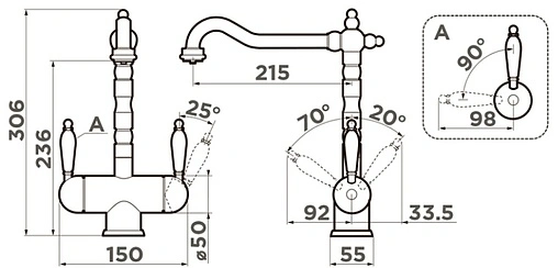 Смеситель для кухни с подключением к фильтру Omoikiri Amagasaki-BE ваниль 4994066