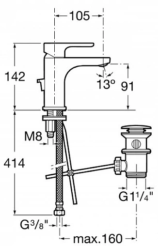 Смеситель для раковины Roca L20 хром 75A3A09C0M