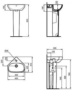 Раковина Ideal Standard i.Life A 45 белый T471101, 2