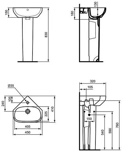 Раковина Ideal Standard i.Life A 45 белый T471101