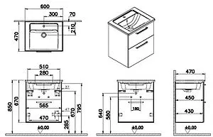 Тумба-умывальник подвесная VitrA Root 60 белый 66294 Тумба-умывальник подвесная VitrA Root 60 белый 66294, 2