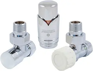 Комплект вентилей терморегулирующих угловых 15x1.0 x ½"н Schlosser Elegant хром 604200014 Комплект вентилей терморегулирующих угловых 15x1.0 x ½"н Schlosser Elegant хром 604200014, 1