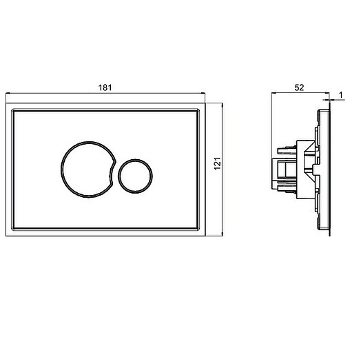 Клавиша смыва для унитаза Sanit SG706 16.721.81..0000 кнопки/хром глянцевый, панель/стекло черный