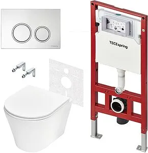 Комплект 6 в 1 TECEspring Base K K401101WCK с кнопкой TECEspring R 9940101 хром глянцевый/хром матовый, 1