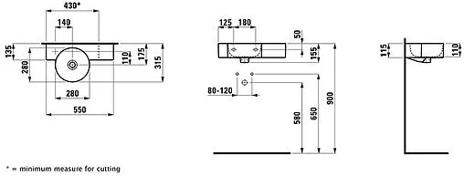 Раковина Laufen Val 55 L белый 8.1528.3.000.105.1