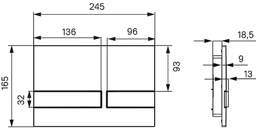 Клавиша смыва для унитаза IDDIS Unifix UNI06WCi77 кнопки/хром , рамка/белый