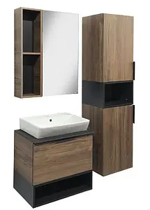 Тумба-умывальник подвесная Comforty Штутгарт 60 дуб тёмно-коричневый/чёрный 00004151039CF, 5