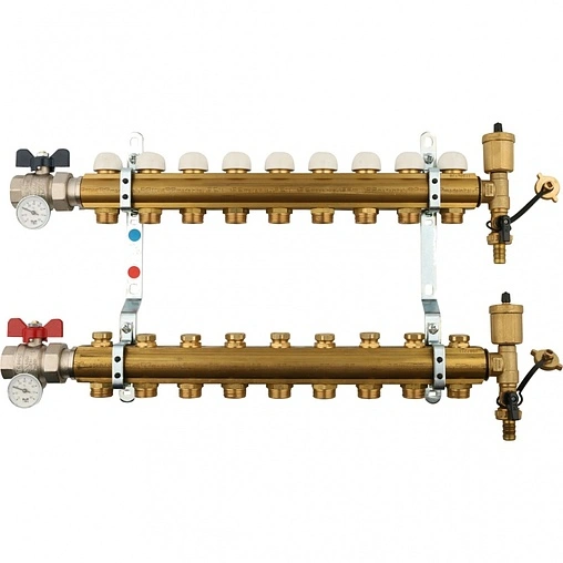 Группа коллекторная без расходомеров 9 отводов 1&quot;в/в x ¾&quot;ек Tiemme 3870042