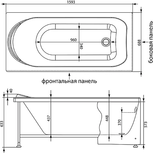 Ванна акриловая Aquanet West 160x70 00204054 Ванна акриловая Aquanet West 160x70 00204054