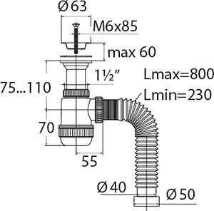 Сифон бутылочный для мойки VIRPlast Мини Элит 30980678 Сифон бутылочный для мойки VIRPlast Мини Элит 30980678, 2