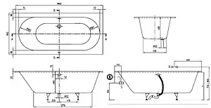 Ванна квариловая Villeroy&Boch Oberon 190x90 альпийский белый UBQ199OBE2V-01 Ванна квариловая Villeroy&Boch Oberon 190x90 альпийский белый UBQ199OBE2V-01, 2
