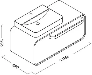 Тумба-умывальник подвесная ISVEA Soffice 110 тик/белый 23SQS303115I+10SQ50057SV Тумба-умывальник подвесная ISVEA Soffice 110 тик/белый 23SQS303115I+10SQ50057SV, 2