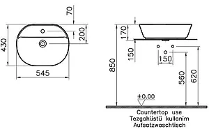 Раковина VitrA Geo 55 белый 7428B003-0001 Раковина VitrA Geo 55 белый 7428B003-0001, 2